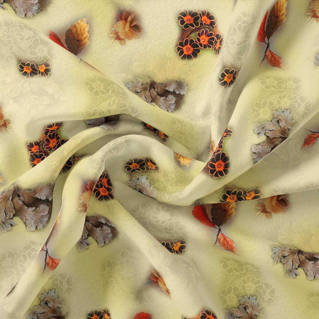 Golden Leaves With Black Sunflower Digital Printed Fabric - Japan Satin – js 0 ta09557c 110 golden leaves with black sunflower digital printed fabric japan satin 1