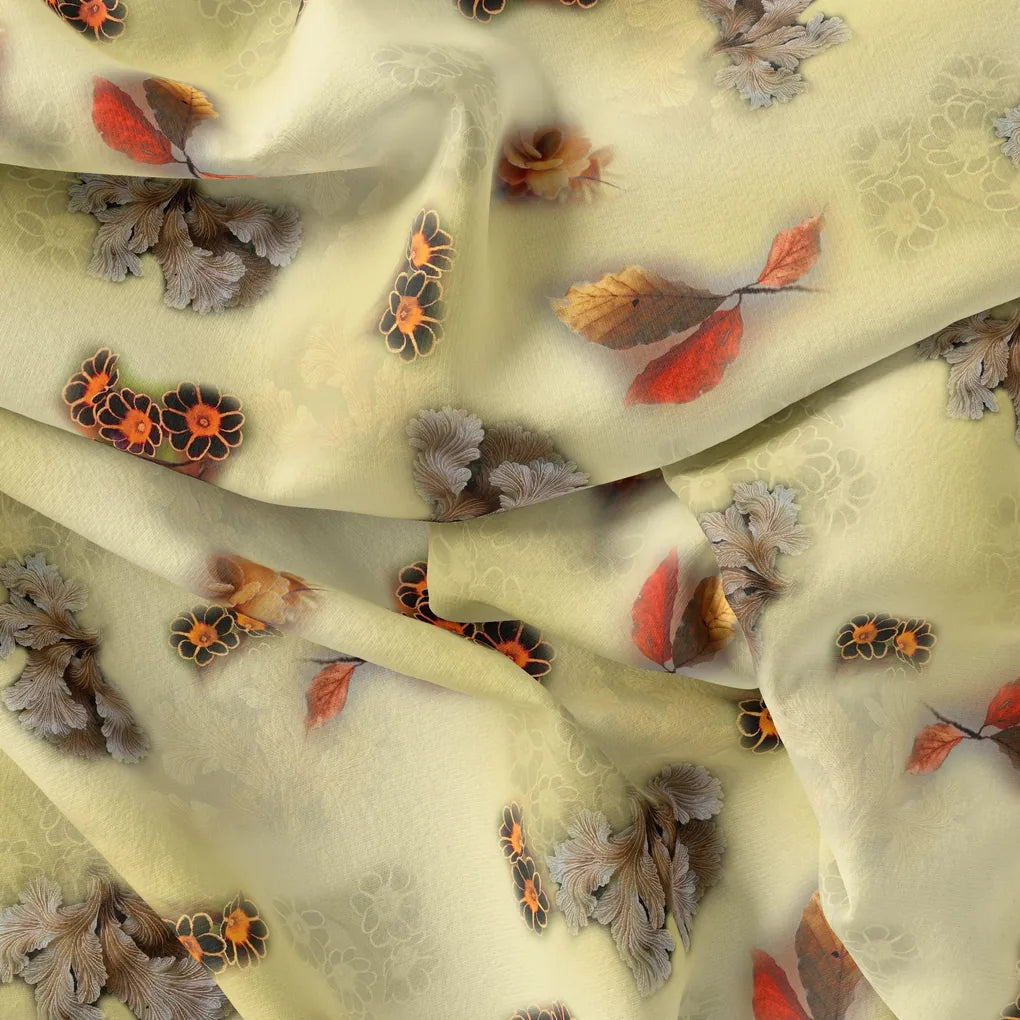 Golden Leaves With Black Sunflower Digital Printed Fabric - Japan Satin – js 0 ta09557c 110 golden leaves with black sunflower digital printed fabric japan satin 4