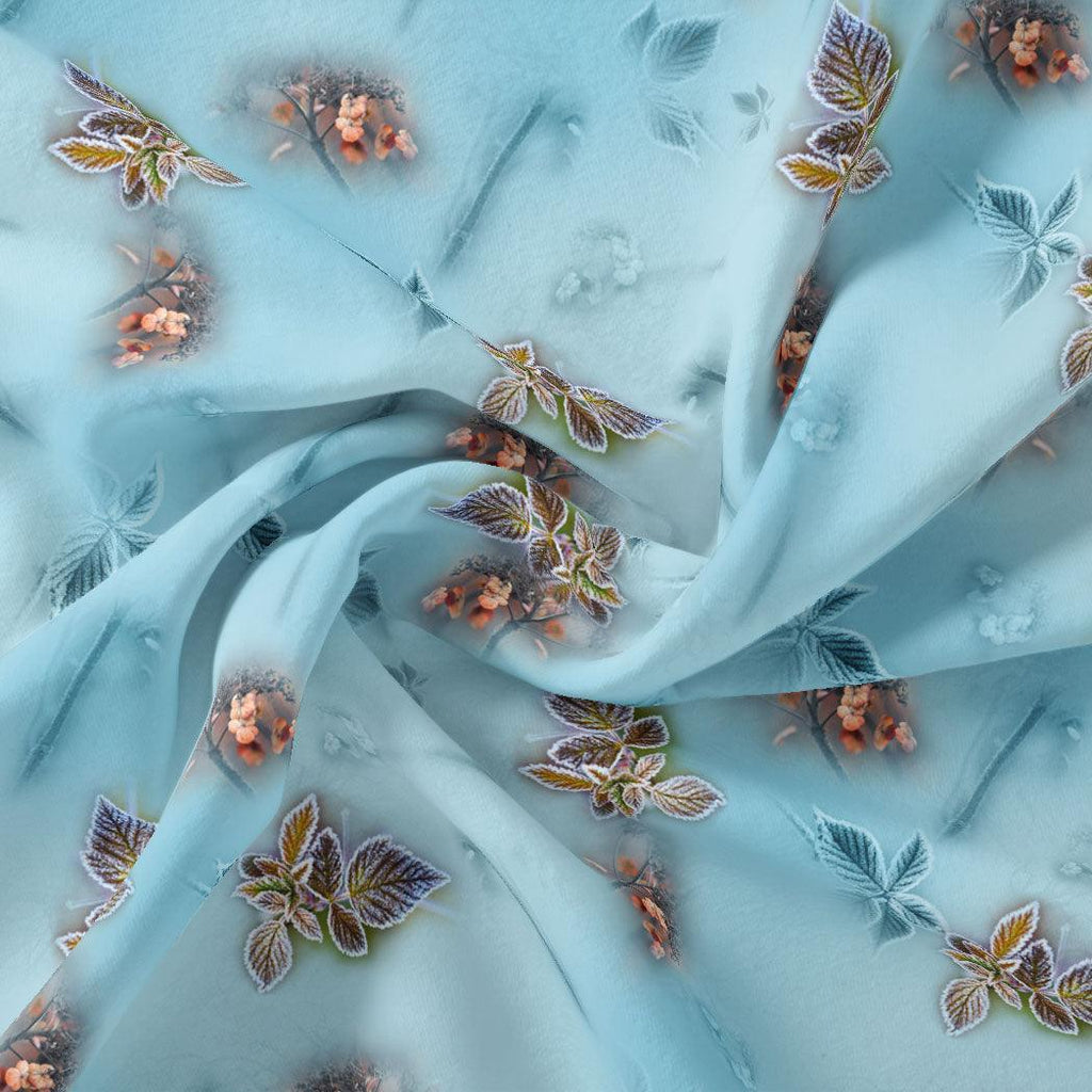 Winter Cool Colour Freezy Leaves Digital Printed Fabric – js 0 ta09559c 110 winter cool colour freezy leaves digital printed fabric 1