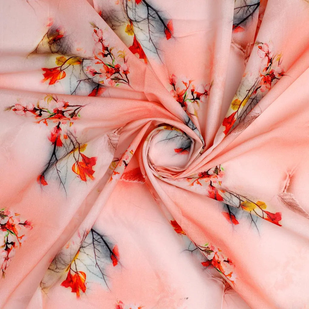 Antique Coral Colour Background With Autumn Buds Digital Printed Fabric – js 0 ta09563p1 110 antique coral colour background with autumn buds digital printed fabric 1