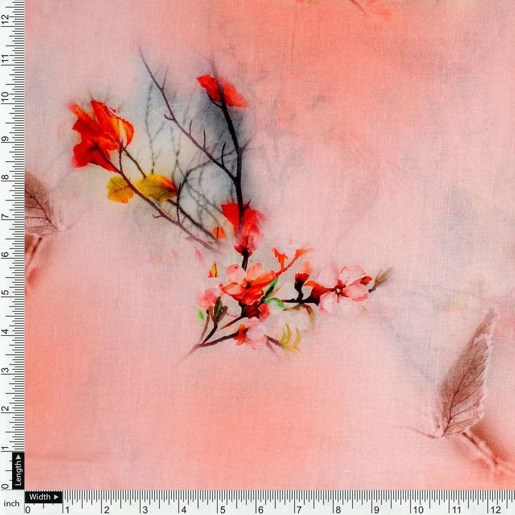 Antique Coral Colour Background With Autumn Buds Digital Printed Fabric – js 0 ta09563p1 110 antique coral colour background with autumn buds digital printed fabric 4