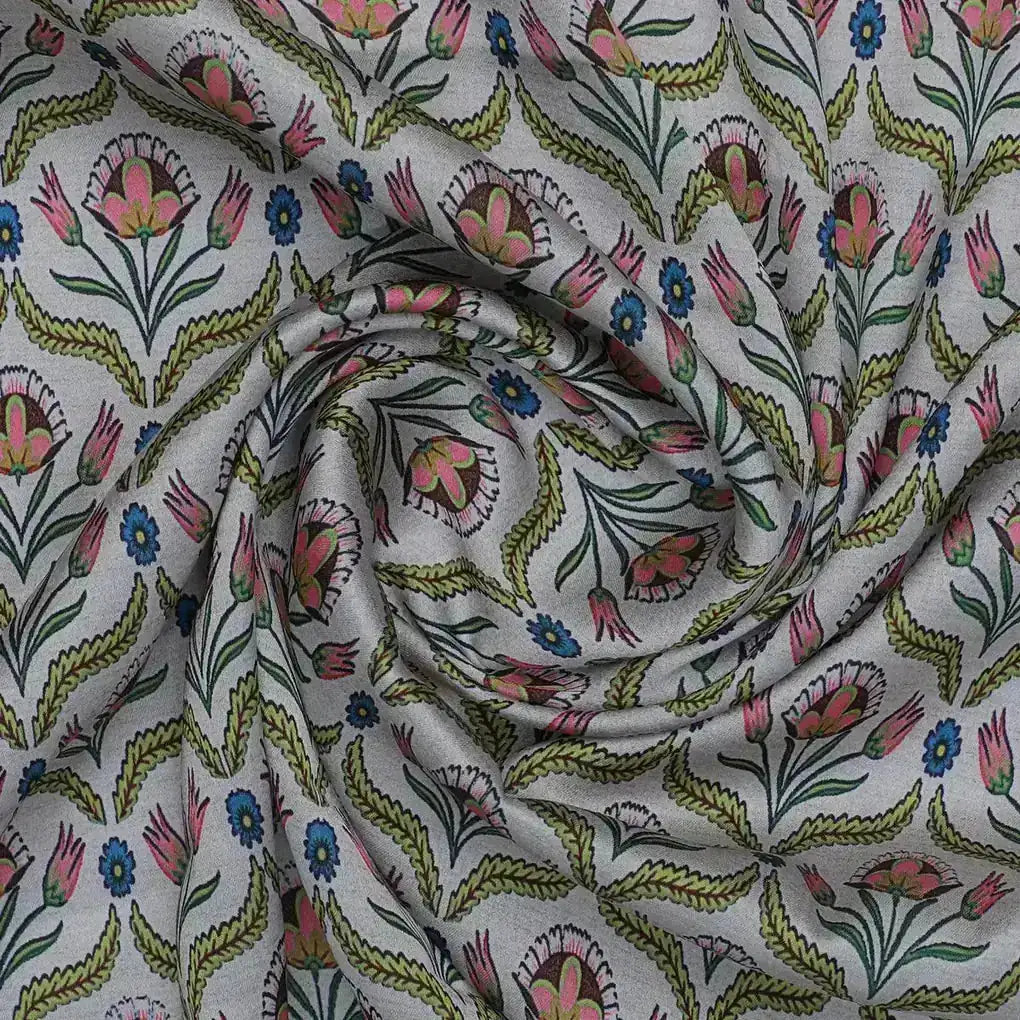 Green Leaves With Flower Digital Printed Fabric – js 0 ta0957 110 green leaves with flower digital printed fabric 1