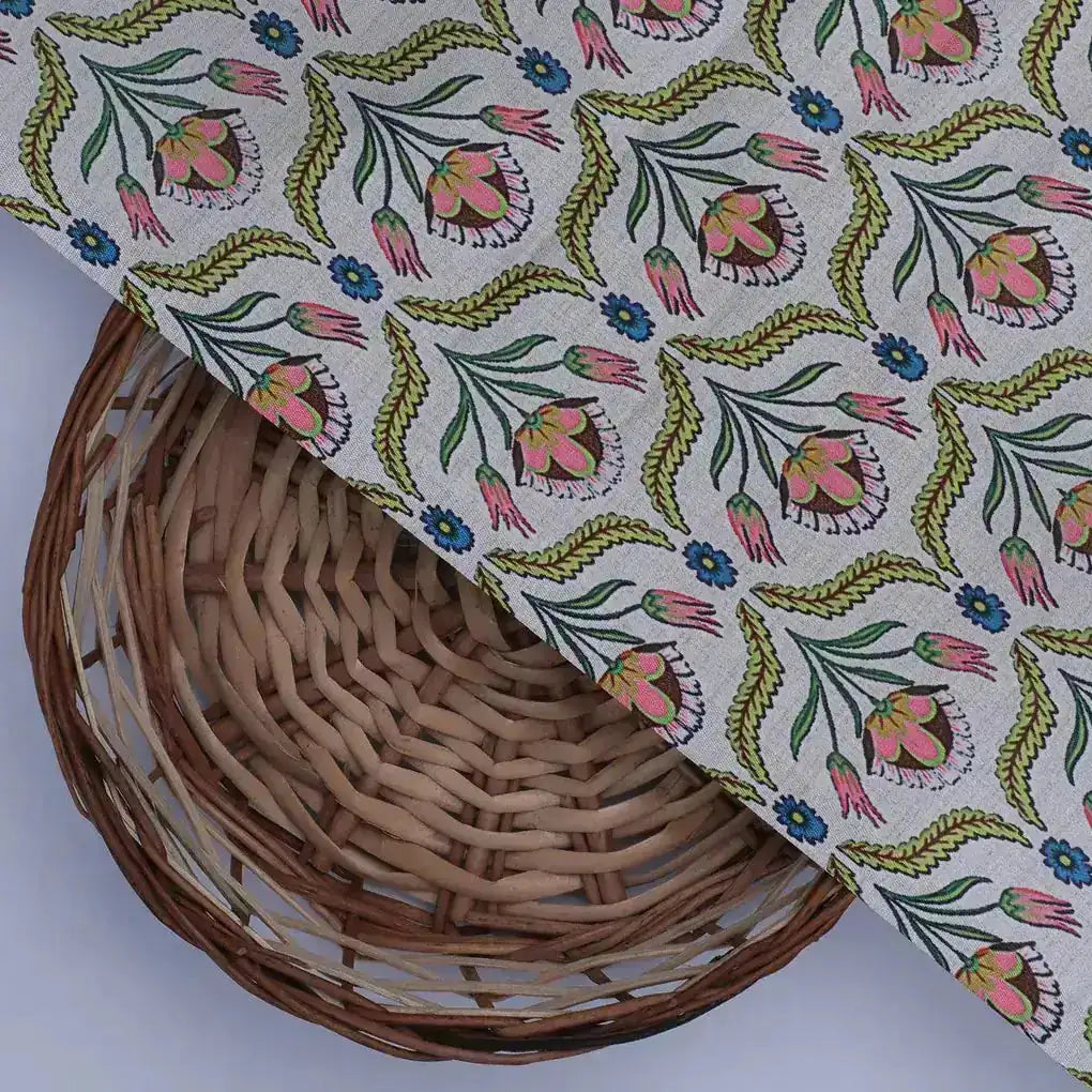 Green Leaves With Flower Digital Printed Fabric – js 0 ta0957 110 green leaves with flower digital printed fabric 2