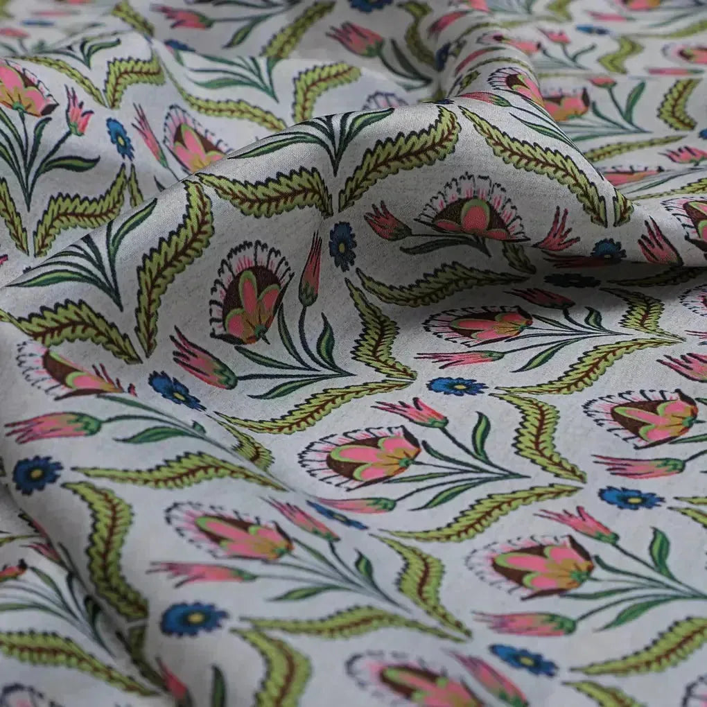 Green Leaves With Flower Digital Printed Fabric – js 0 ta0957 110 green leaves with flower digital printed fabric 3