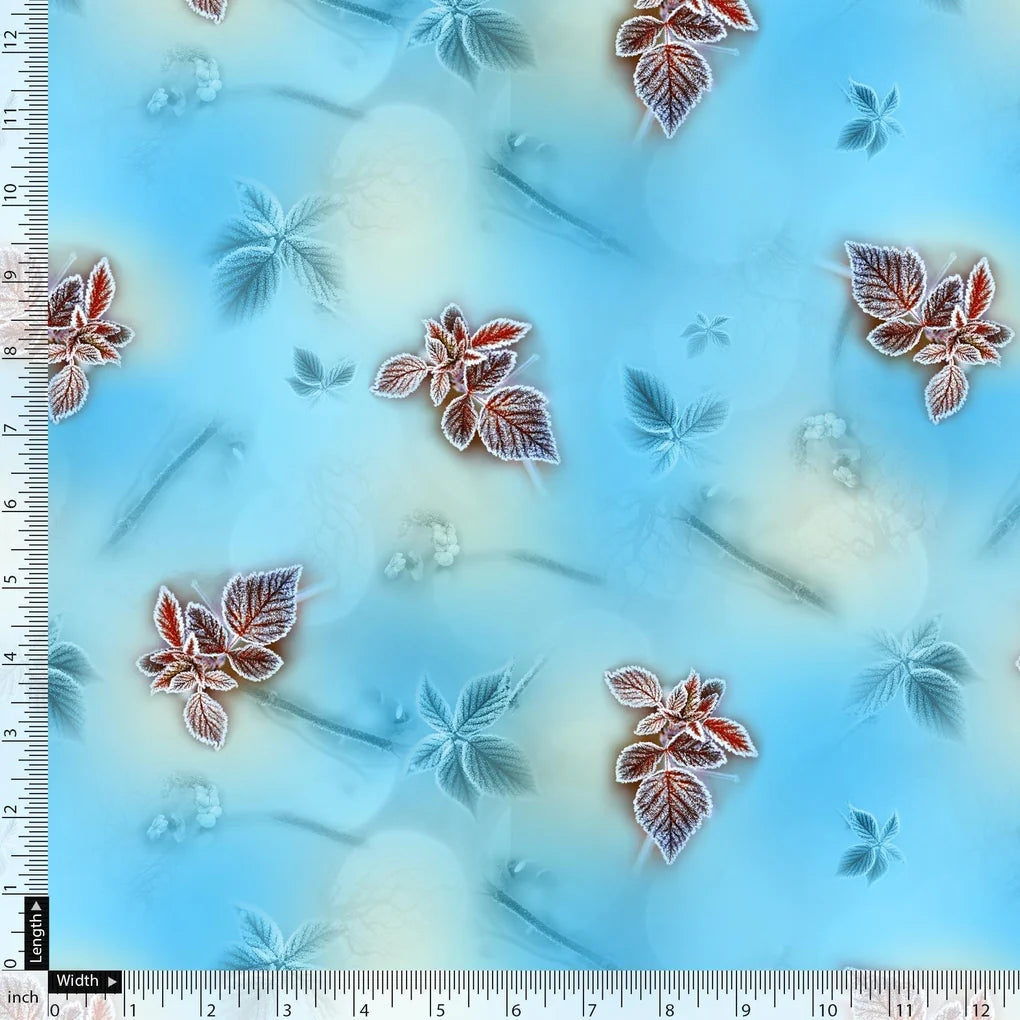 Cool Blue Ice Brown Leaves Digital Printed Fabric – js 0 ta09610a 110 cool blue ice brown leaves digital printed fabric 5