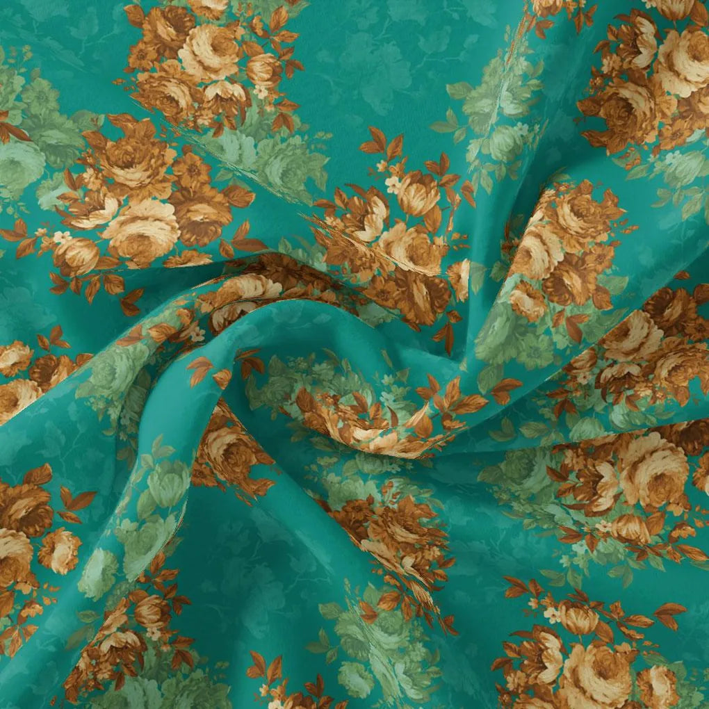 Attractive Watercolour Cathay Spice Colour Roses  Digital Printed Fabric – js 0 ta09612 110 attractive watercolour cathay spice colour roses digital printed fabric 1