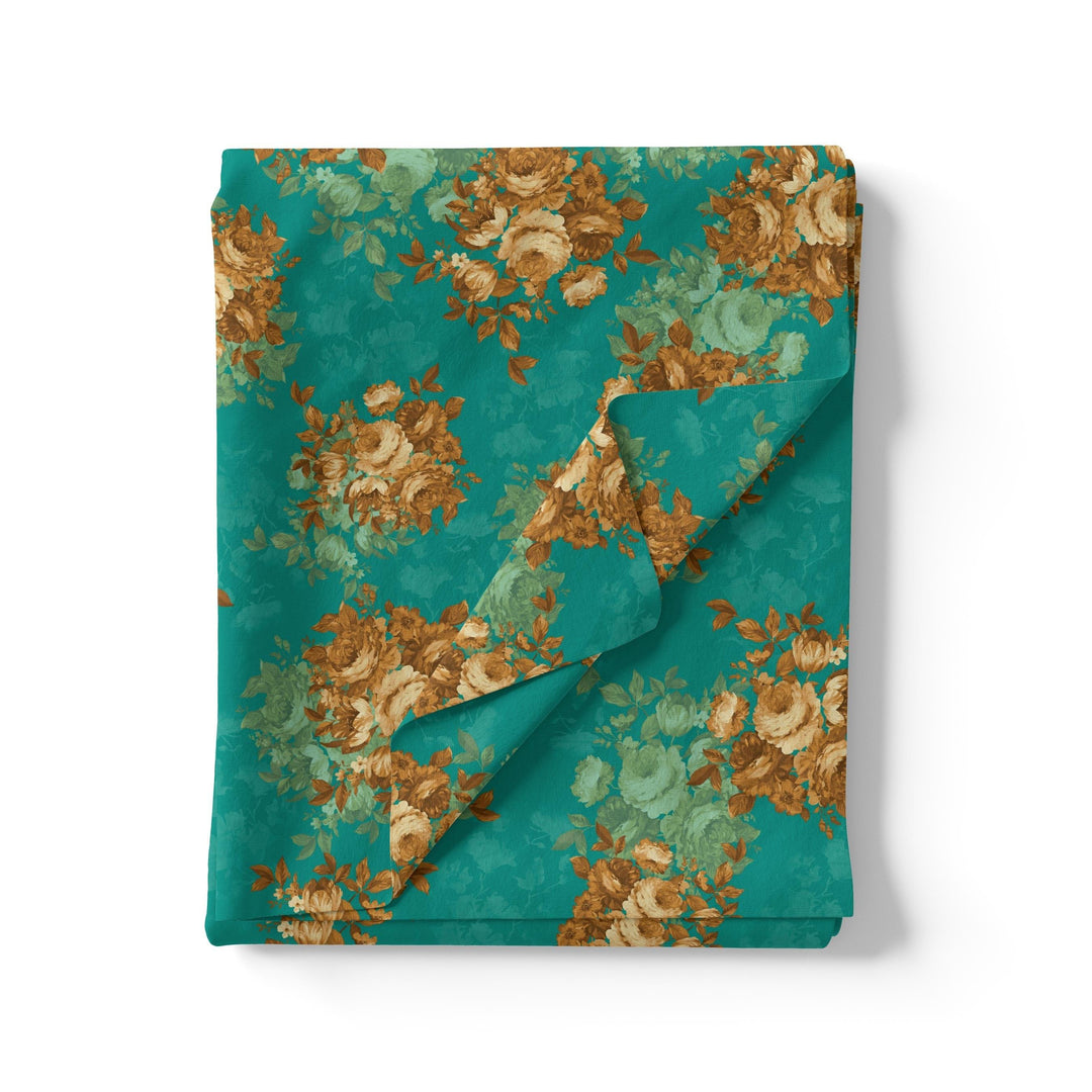 Attractive Watercolour Cathay Spice Colour Roses Digital Printed Fabric - FAB VOGUE Studio®