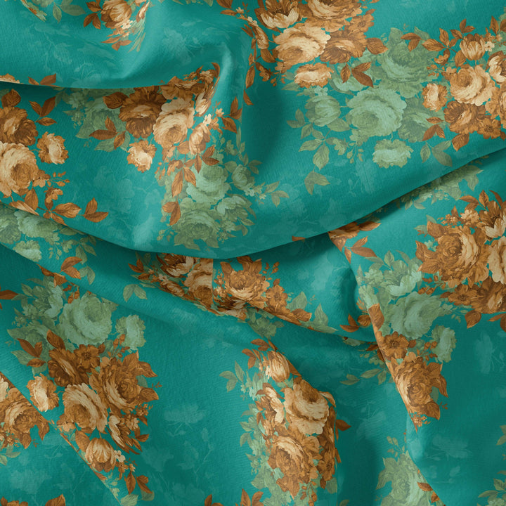 Attractive Watercolour Cathay Spice Colour Roses Digital Printed Fabric - FAB VOGUE Studio®