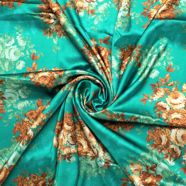 Attractive Watercolour Cathay Spice Colour Roses  Digital Printed Fabric - Japan Satin – js 0 ta09612 110 attractive watercolour cathay spice colour roses digital printed fabric japan satin 1