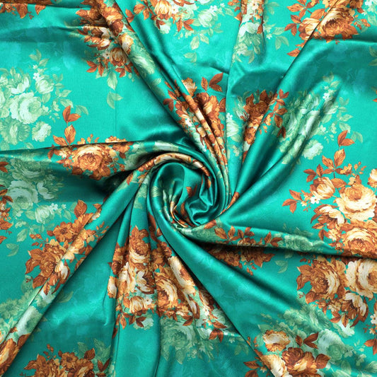 Attractive Watercolour Cathay Spice Colour Roses Digital Printed Fabric - Japan Satin - FAB VOGUE Studio®