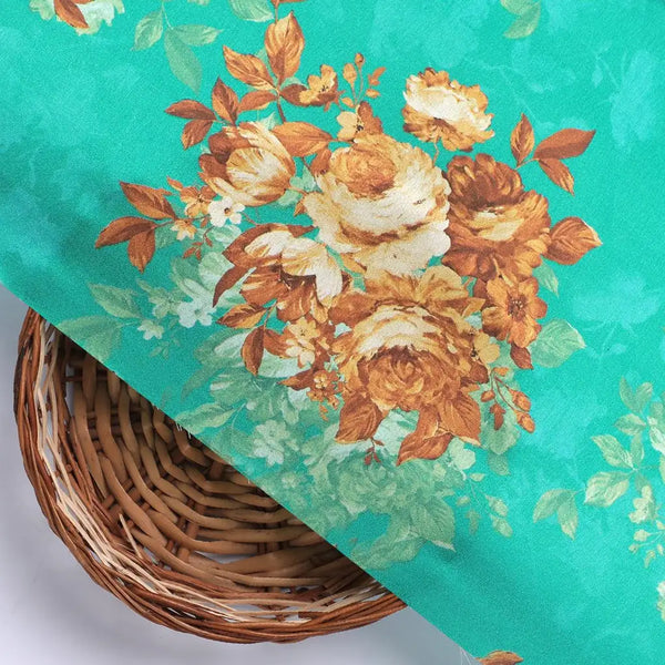 Attractive Watercolour Cathay Spice Colour Roses  Digital Printed Fabric - Japan Satin – js 0 ta09612 110 attractive watercolour cathay spice colour roses digital printed fabric japan satin 2 - alternate view