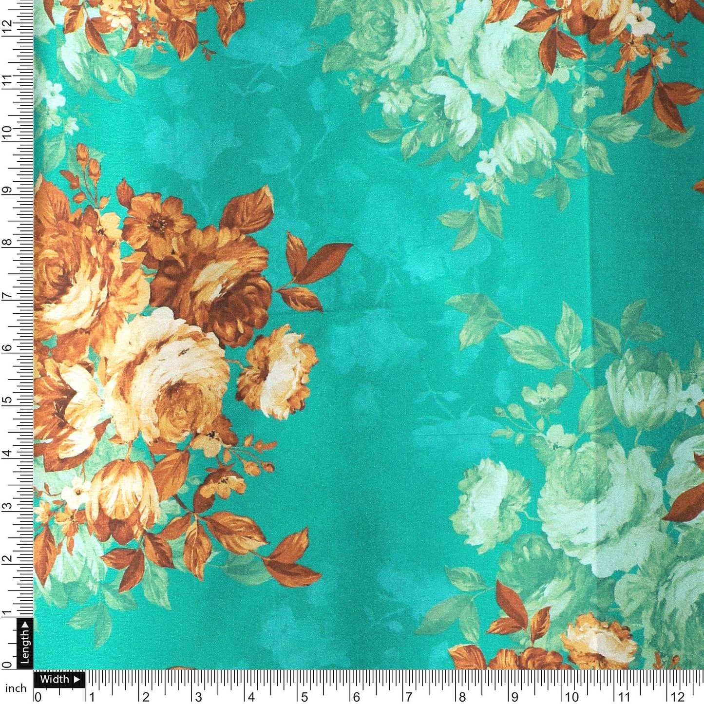 Attractive Watercolour Cathay Spice Colour Roses Digital Printed Fabric - Japan Satin - FAB VOGUE Studio®
