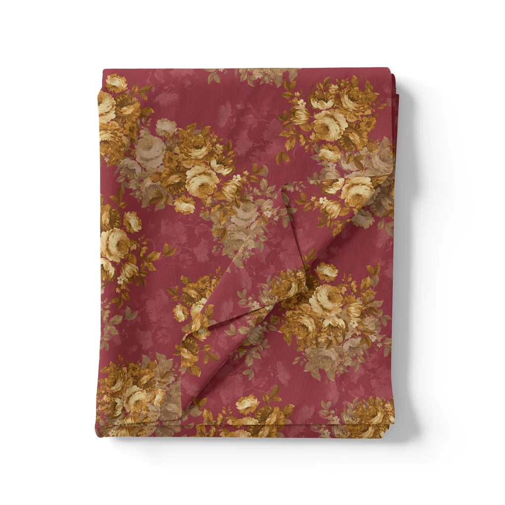 Morden Brown Roses Ripe Currant Colour Background Digital Printed Fabric – js 0 ta09612p3 110 morden brown roses ripe currant colour background digital printed fabric 3