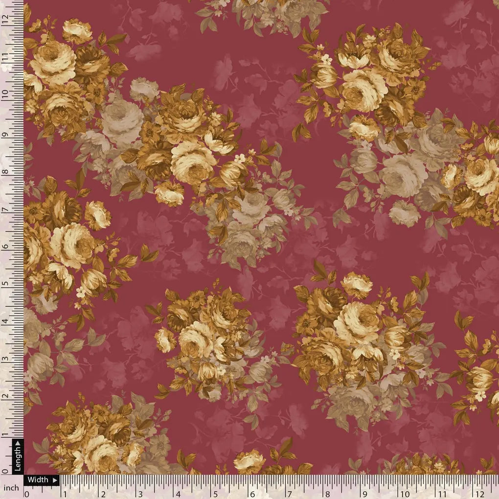 Morden Brown Roses Ripe Currant Colour Background Digital Printed Fabric – js 0 ta09612p3 110 morden brown roses ripe currant colour background digital printed fabric 5