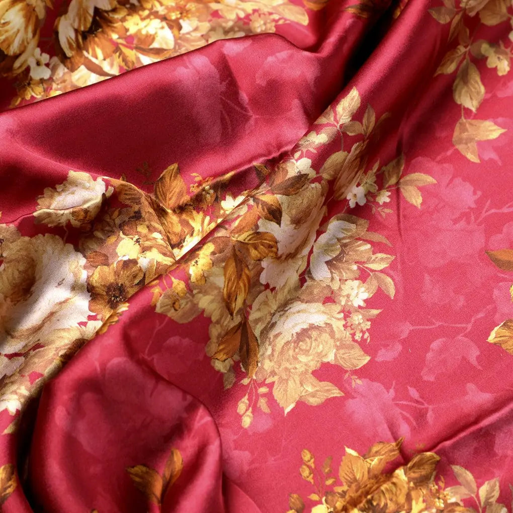 Morden Brown Roses Ripe Currant Colour Background Digital Printed Fabric - Japan Satin – js 0 ta09612p3 110 morden brown roses ripe currant colour background digital printed fabric japan satin 3