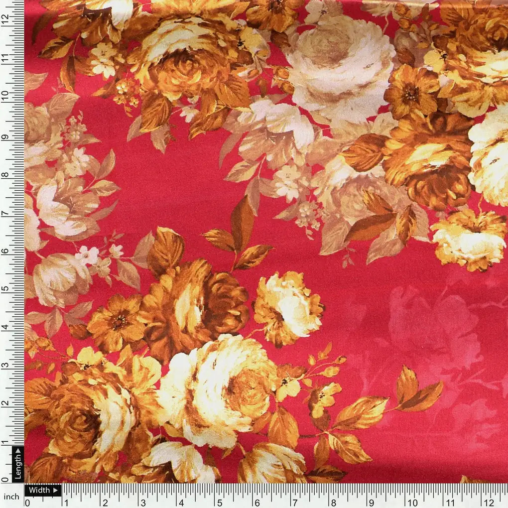 Morden Brown Roses Ripe Currant Colour Background Digital Printed Fabric - Japan Satin – js 0 ta09612p3 110 morden brown roses ripe currant colour background digital printed fabric japan satin 4