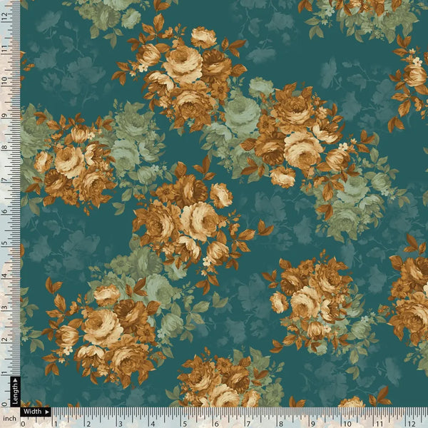 Big Golden Rose With Dark Paua Shell Colour Digital Printed Fabric – js 0 ta09612p4 110 big golden rose with dark paua shell colour digital printed fabric