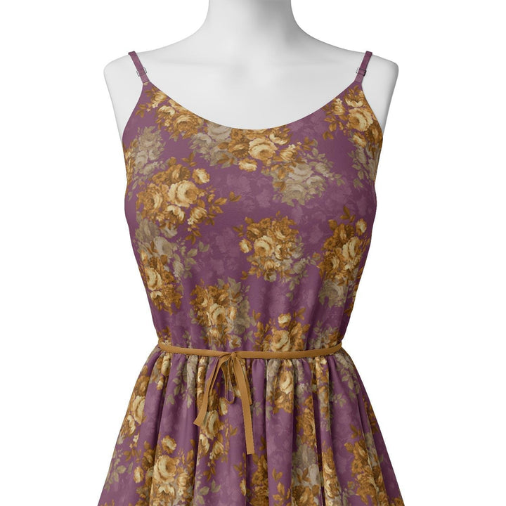 Big Rose With Dark Scintillating Violet Colour Digital Printed Fabric - FAB VOGUE Studio®
