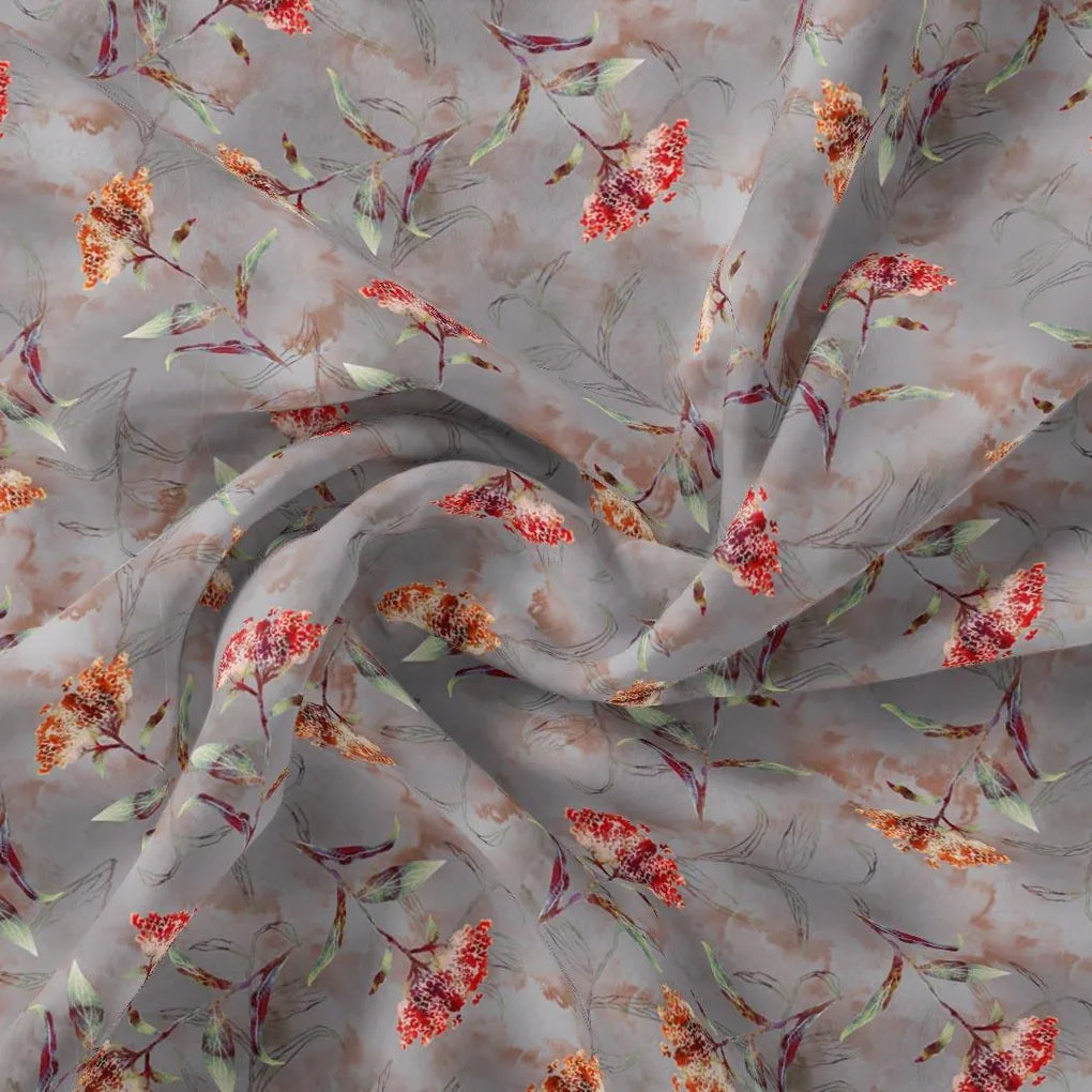 Ixora Floral Flower With Leaves Digital Printed Fabric – js 0 ta09631pi 110 ixora floral flower with leaves digital printed fabric 1