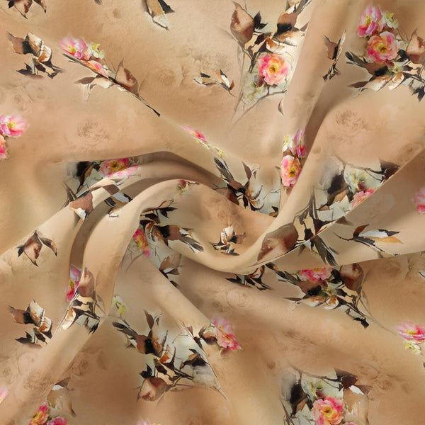 Morden Pink Rose And Leaves Flower Bunch Digital Printed Fabric – js 0 ta09636p3 110 morden pink rose and leaves flower bunch digital printed fabric 1