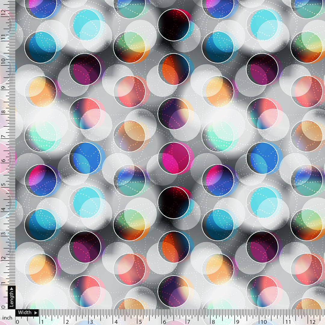 Rainbow Circle With Doted Line Bar Digital Printed Fabric - FAB VOGUE Studio®