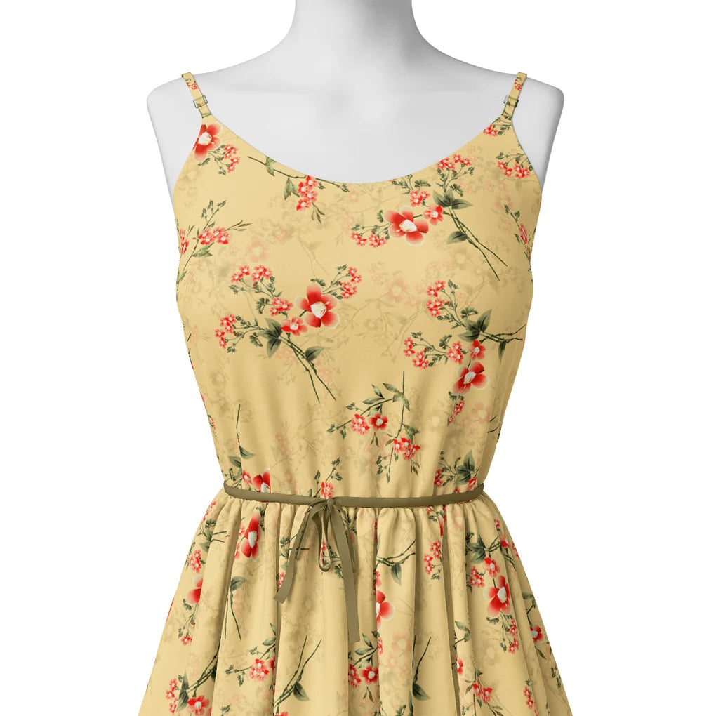 Green Garnet Leaves Red Floral Flower Digital Printed Fabric – js 0 ta09678 110 green garnet leaves red floral flower digital printed fabric 2