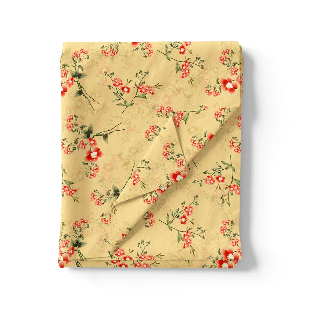Green Garnet Leaves Red Floral Flower Digital Printed Fabric – js 0 ta09678 110 green garnet leaves red floral flower digital printed fabric 3