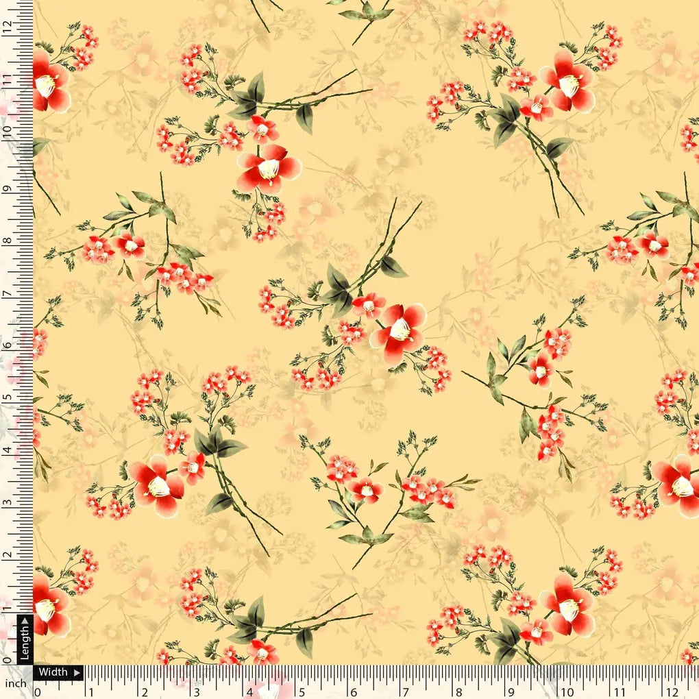 Green Garnet Leaves Red Floral Flower Digital Printed Fabric – js 0 ta09678 110 green garnet leaves red floral flower digital printed fabric 4