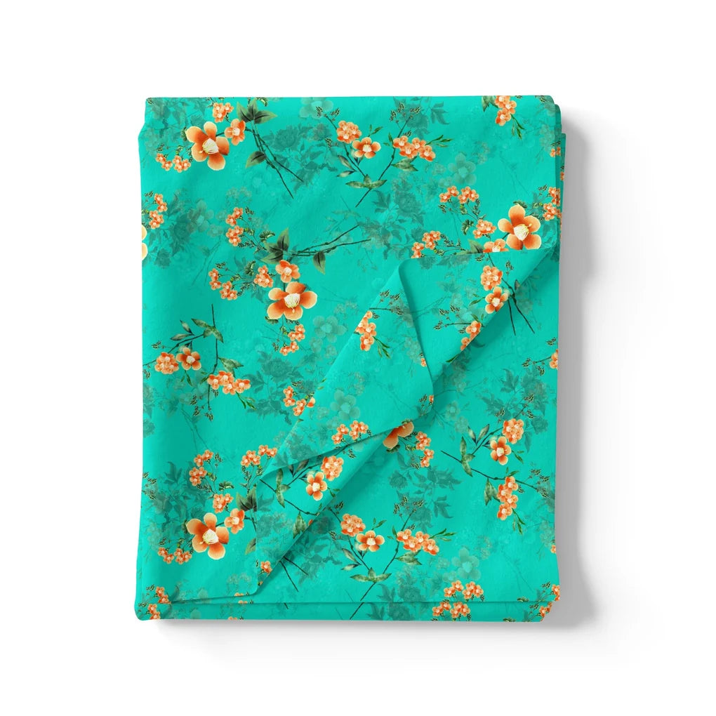 Persimmon Leaves With  Orange Violet Flower Digital Printed Fabric – js 0 ta09678p2 110 persimmon leaves with orange violet flower digital printed fabric 3