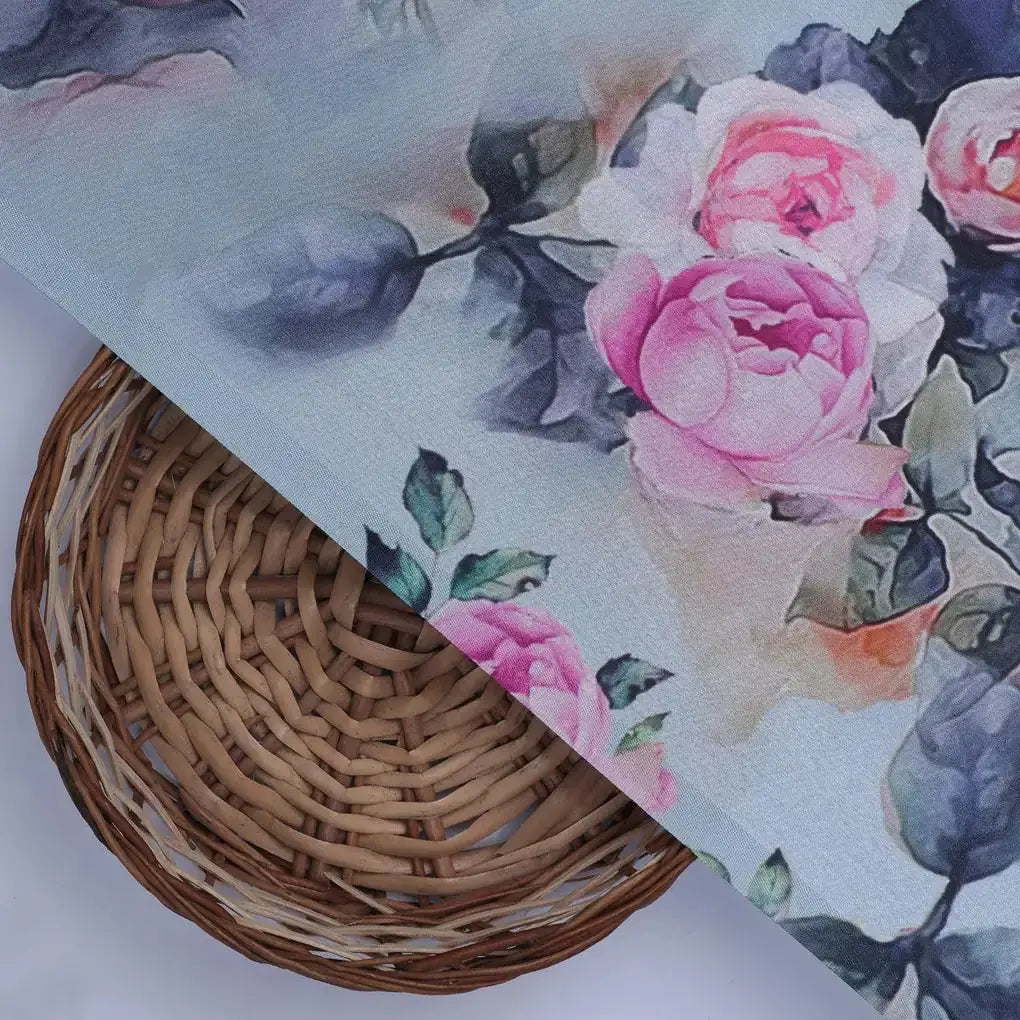 Pink And Peach Rose Allover Digital Printed Fabric - Japan Satin – js 0 ta6801p1 110 pink and peach rose allover digital printed fabric japan satin 2