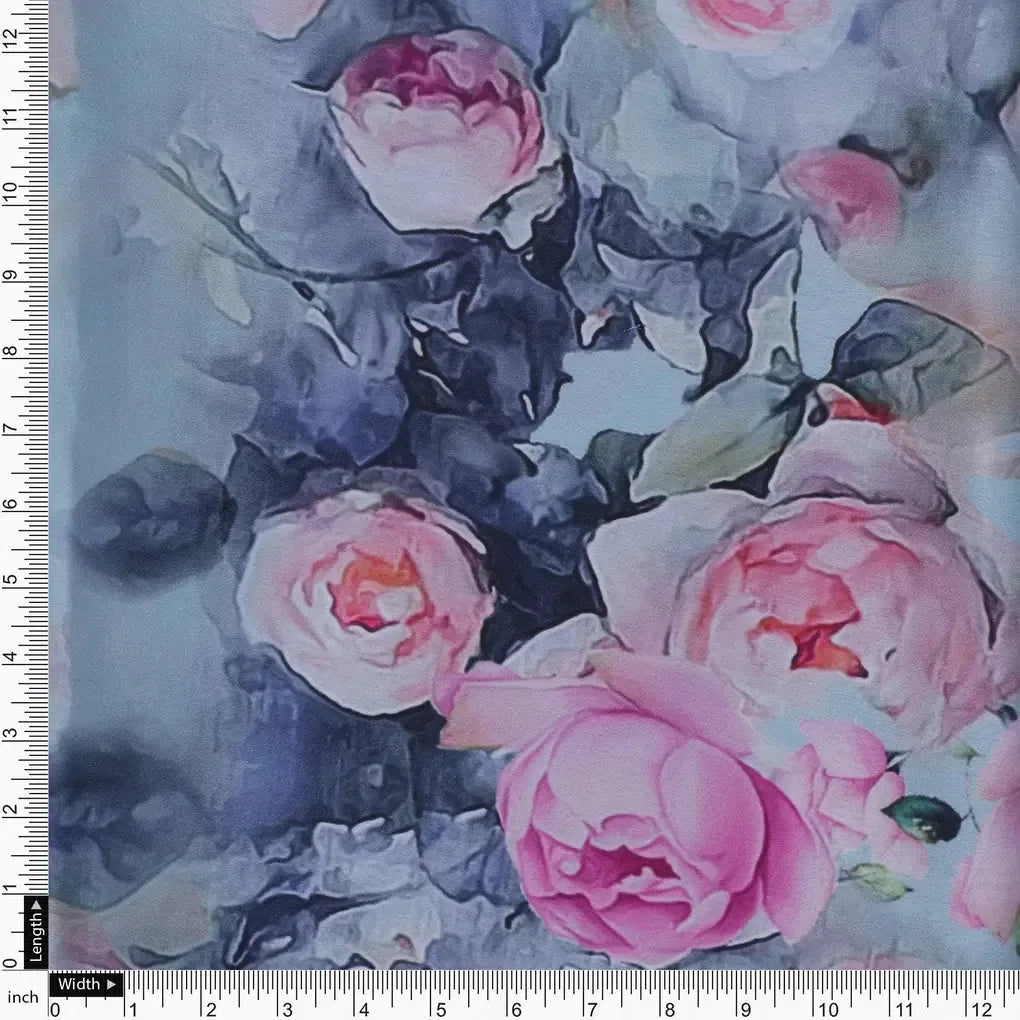Pink And Peach Rose Allover Digital Printed Fabric - Japan Satin – js 0 ta6801p1 110 pink and peach rose allover digital printed fabric japan satin 4