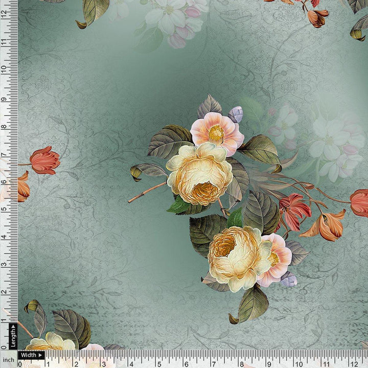 Yellow Flower Repeat Digital Printed Fabric - FAB VOGUE Studio®