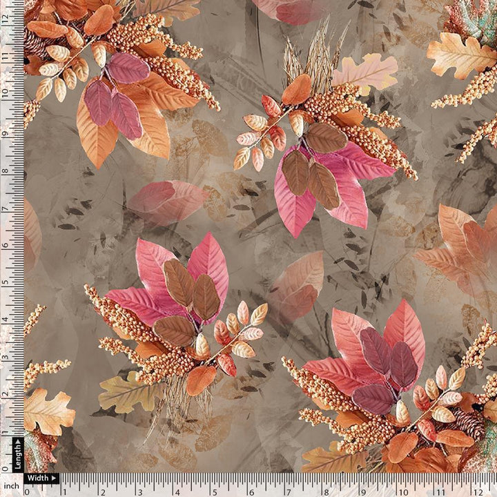 Violet Leaves Bunch Digital Printed Fabric - FAB VOGUE Studio®