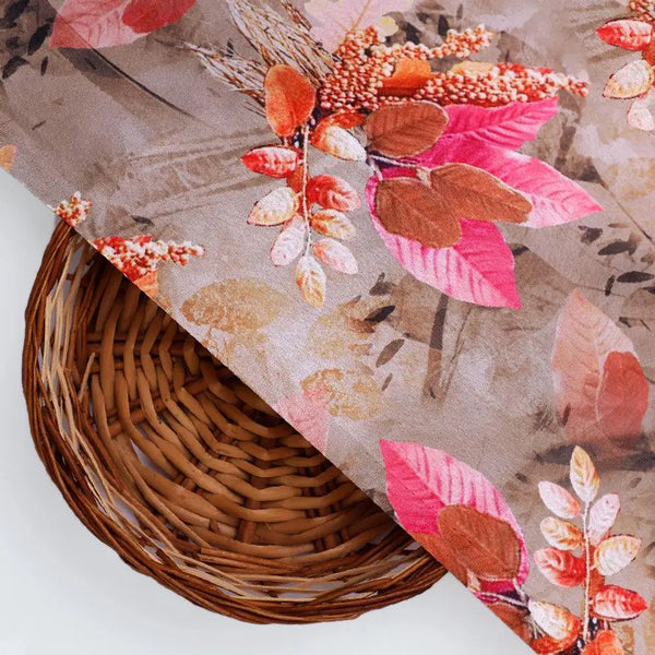 Violet Leaves Bunch Digital Printed Fabric  - Japan Satin – js 0 ta7307p4 110 violet leaves bunch digital printed fabric japan satin 2 - alternate view