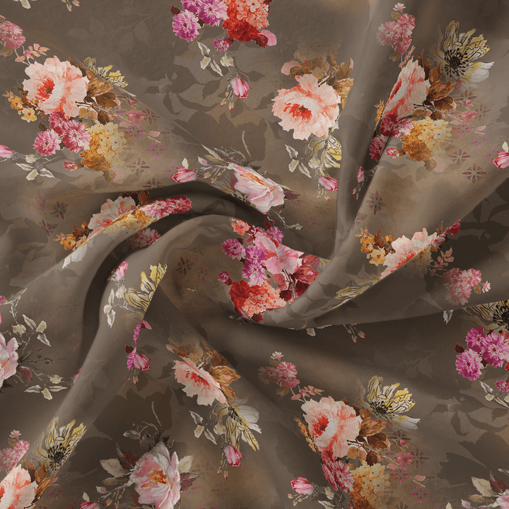 Morden Peony Watercolour Art Digital Printed Fabric - Japan Satin - FAB VOGUE Studio®