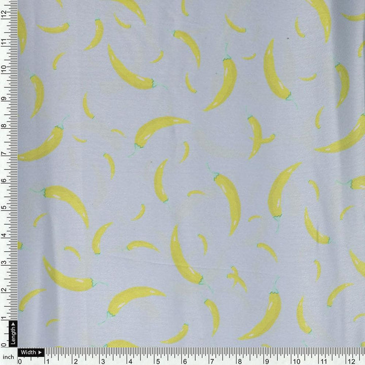 Yellow Mirchi Allover Digital Printed Fabric - Japan Satin - FAB VOGUE Studio®