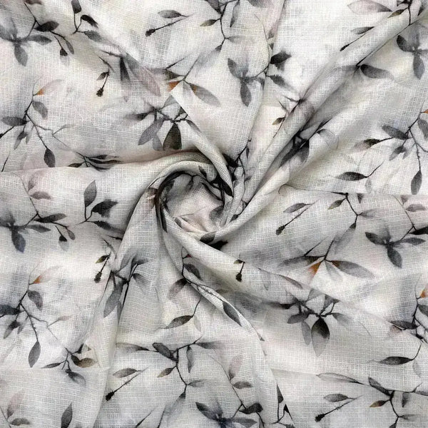 Leaves Laying Over Whilte Base Digital Printed Kota Doria Fabric – kd 0 0ta051920 111 leaves laying over whilte base digital printed kota doria fabric 1