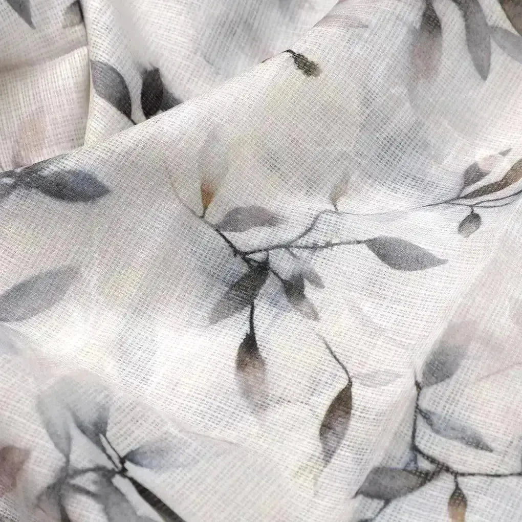 Leaves Laying Over Whilte Base Digital Printed Kota Doria Fabric – kd 0 0ta051920 111 leaves laying over whilte base digital printed kota doria fabric 3