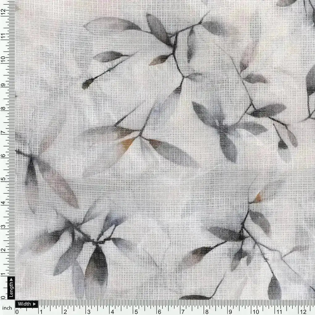 Leaves Laying Over Whilte Base Digital Printed Kota Doria Fabric – kd 0 0ta051920 111 leaves laying over whilte base digital printed kota doria fabric 4