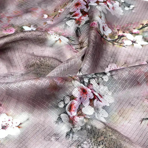 Beautiful Brown Floral Digital Printed Kota Doria Fabric – kd 0 0ta060200 111 beautiful brown floral digital printed kota doria fabric 1