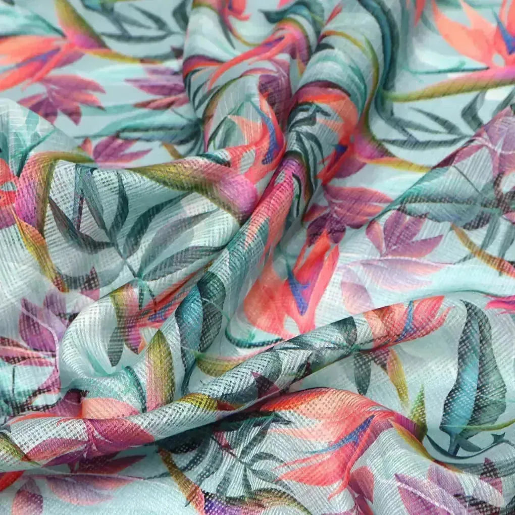 Multi Color Leaves Digital Printed Fabric - Kota Doria – kd 0 0ta064580 111 multi color leaves digital printed fabric kota doria 2