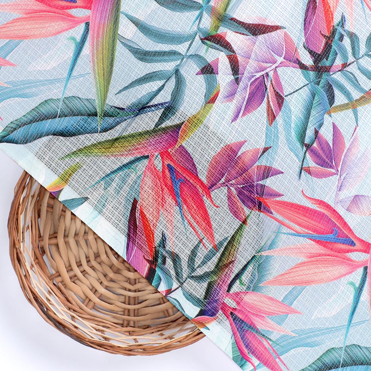 Large Leaves Digital Printed Kota Doria Fabric - FAB VOGUE Studio®