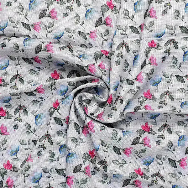 Flower With Olive Leaf Digital Printed Fabric - Kota Doria – kd 0 ma0109 110 flower with olive leaf digital printed fabric kota doria 1