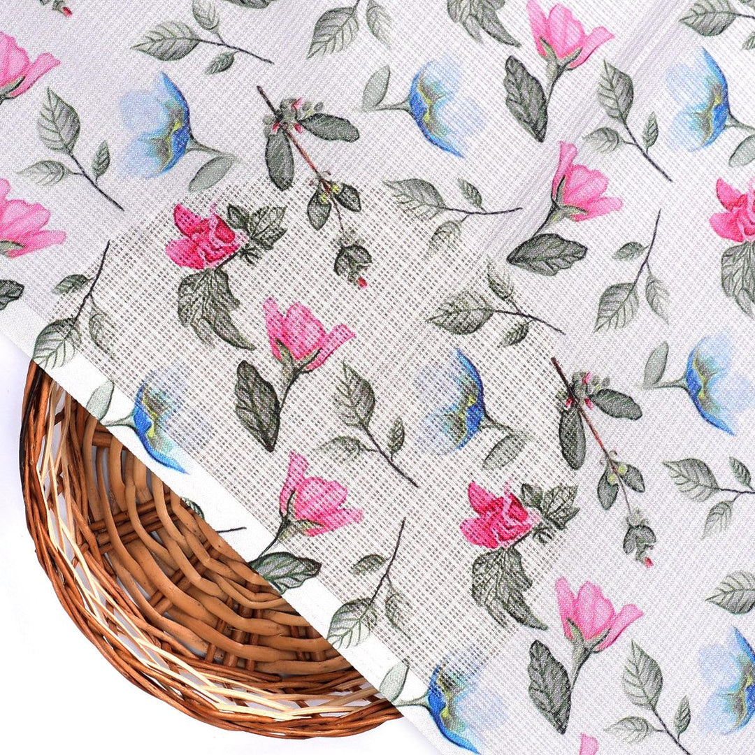 Flower With Olive Leaf Digital Printed Fabric - Kota Doria - FAB VOGUE Studio®