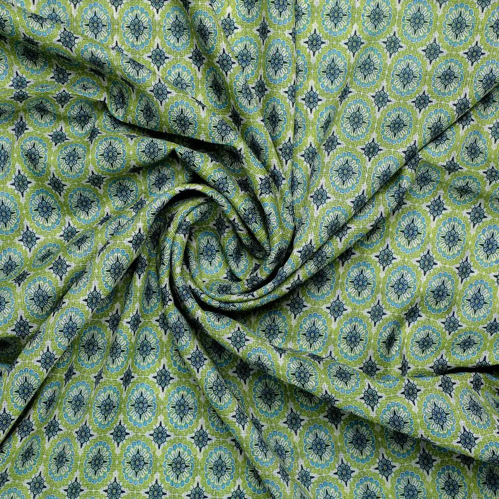 Attractive Tiny Green Link Flower Digital Printed Fabric - Kota Doria – kd 0 ma014921 110 attractive tiny green link flower digital printed fabric kota doria 1