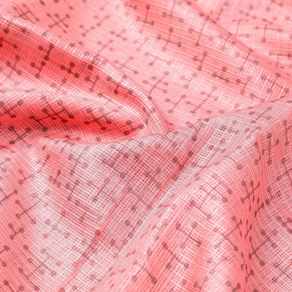 Peach Coloured Logical Abstract Motif Digital Printed Fabric  - Kota Doria – kd 0 ta05447b 110 peach coloured logical abstract motif digital printed fabric kota doria 3