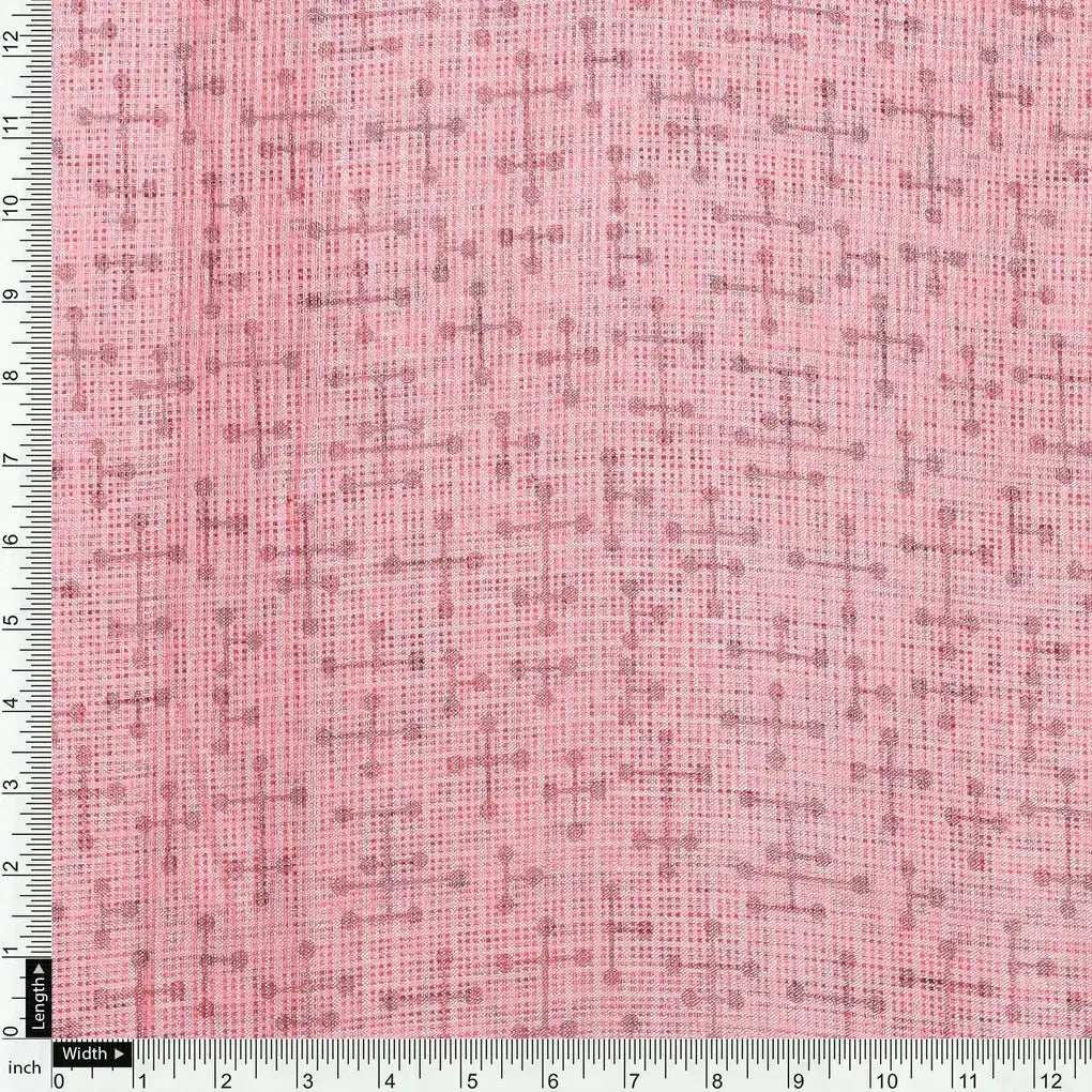 Peach Coloured Logical Abstract Motif Digital Printed Fabric  - Kota Doria – kd 0 ta05447b 110 peach coloured logical abstract motif digital printed fabric kota doria 4