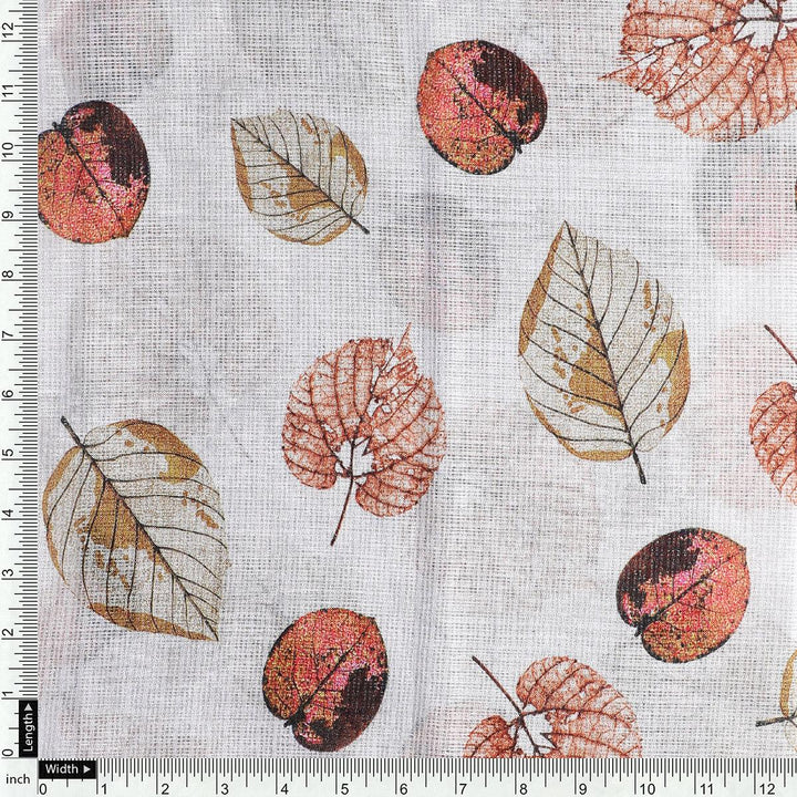 Autumn Leave Digital Printed Kota Doria Fabric - FAB VOGUE Studio®