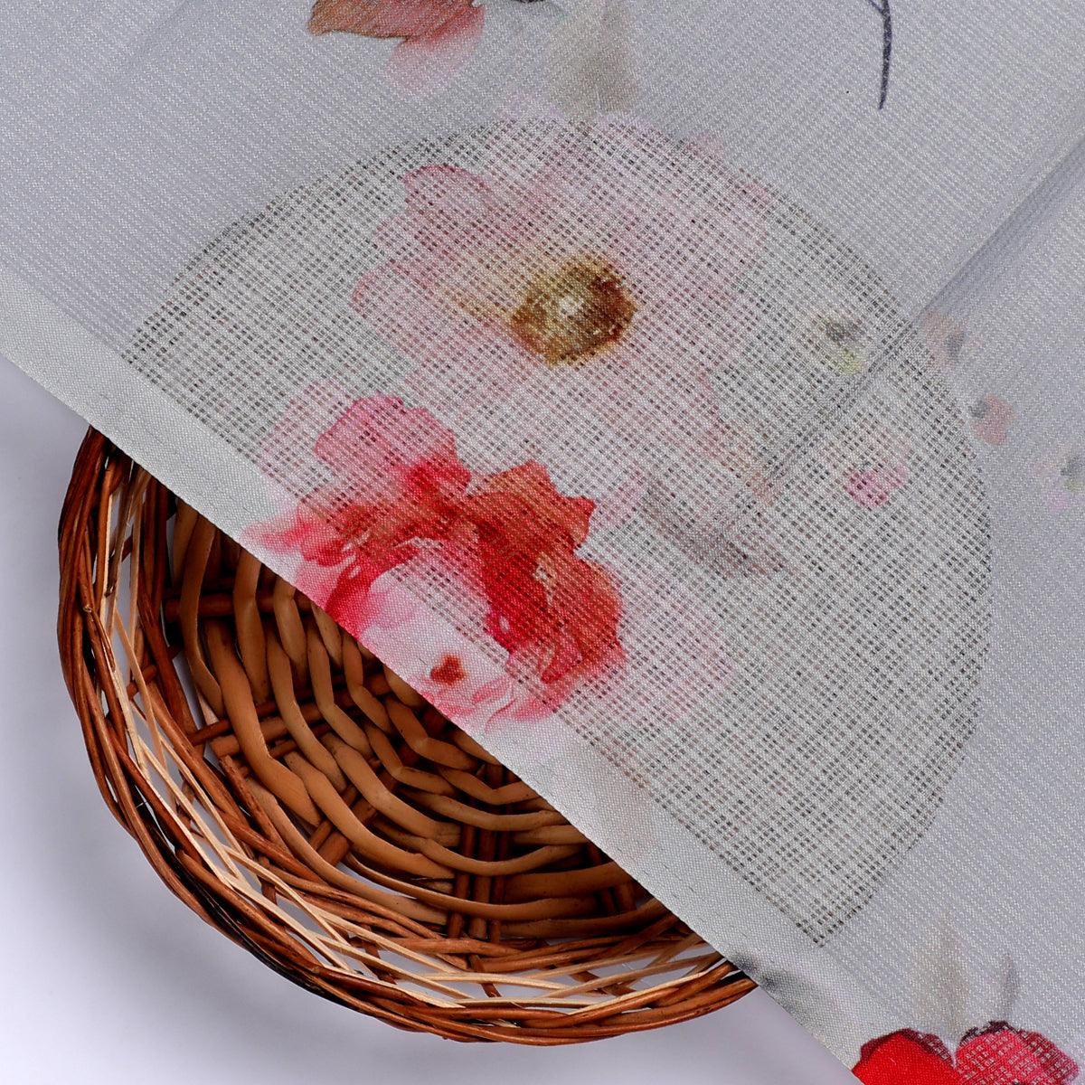 Flowers Layin Over Grey Digital Printed Kota Doria Fabric - FAB VOGUE Studio®