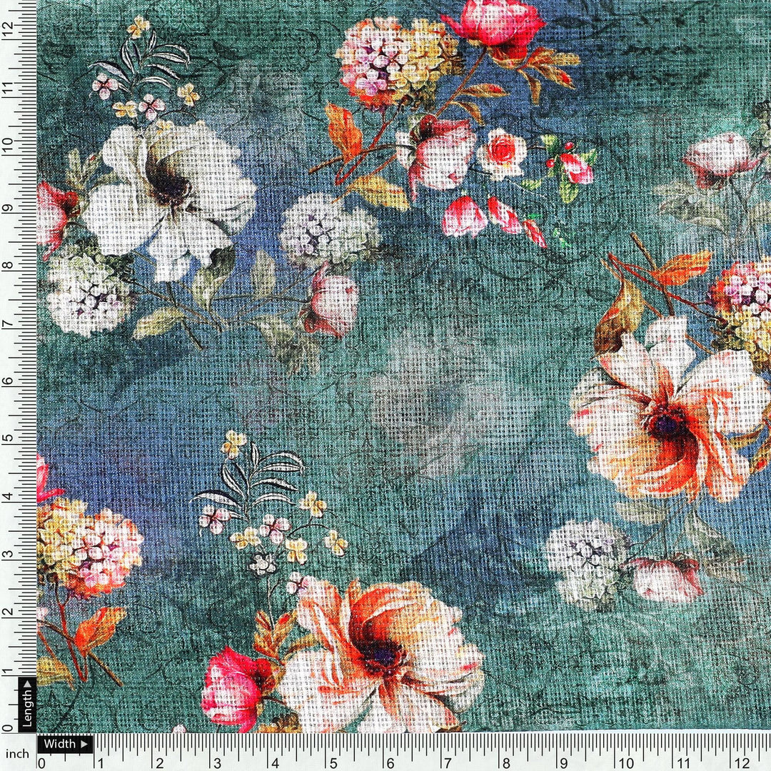 Beautiful Green Floral Digital Printed Fabric - FAB VOGUE Studio®